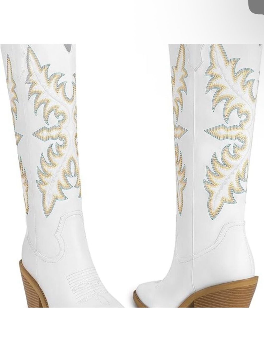 NWOT Women's White Western Embroidered Mid-Calf Boots I have an 8 and 9 - Picture 6 of 7